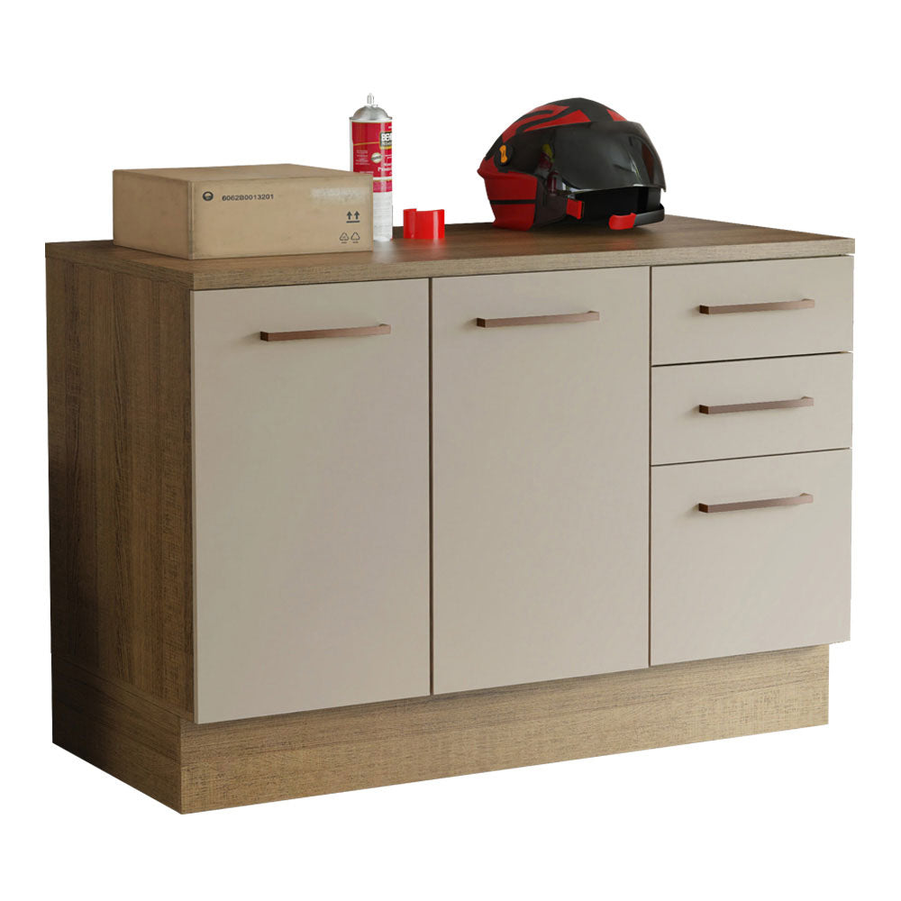 Bajo Mesada Multiuso Garaje 120cm (con Tapa) Marrón/Crema