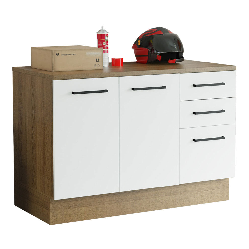 Bajo Mesada Multiuso Garaje 120cm (con Tapa) Marrón/Blanco