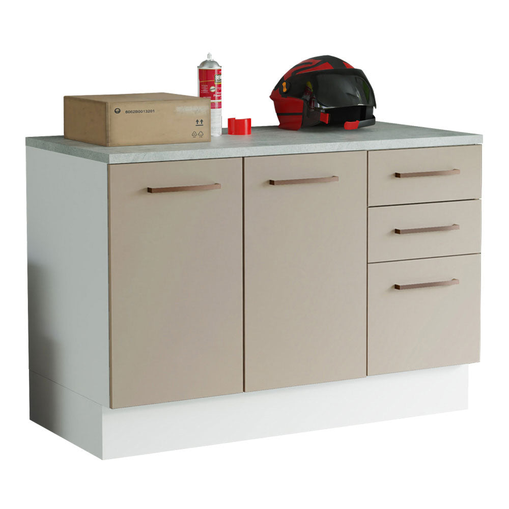 Bajo Mesada Multiuso Garaje 120cm (con Tapa) Blanco/Crema