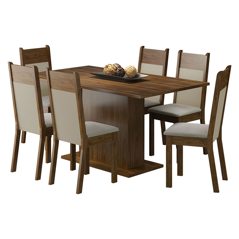 Juego de Comedor Lousiana Con 6 Sillas Marrón/Crema