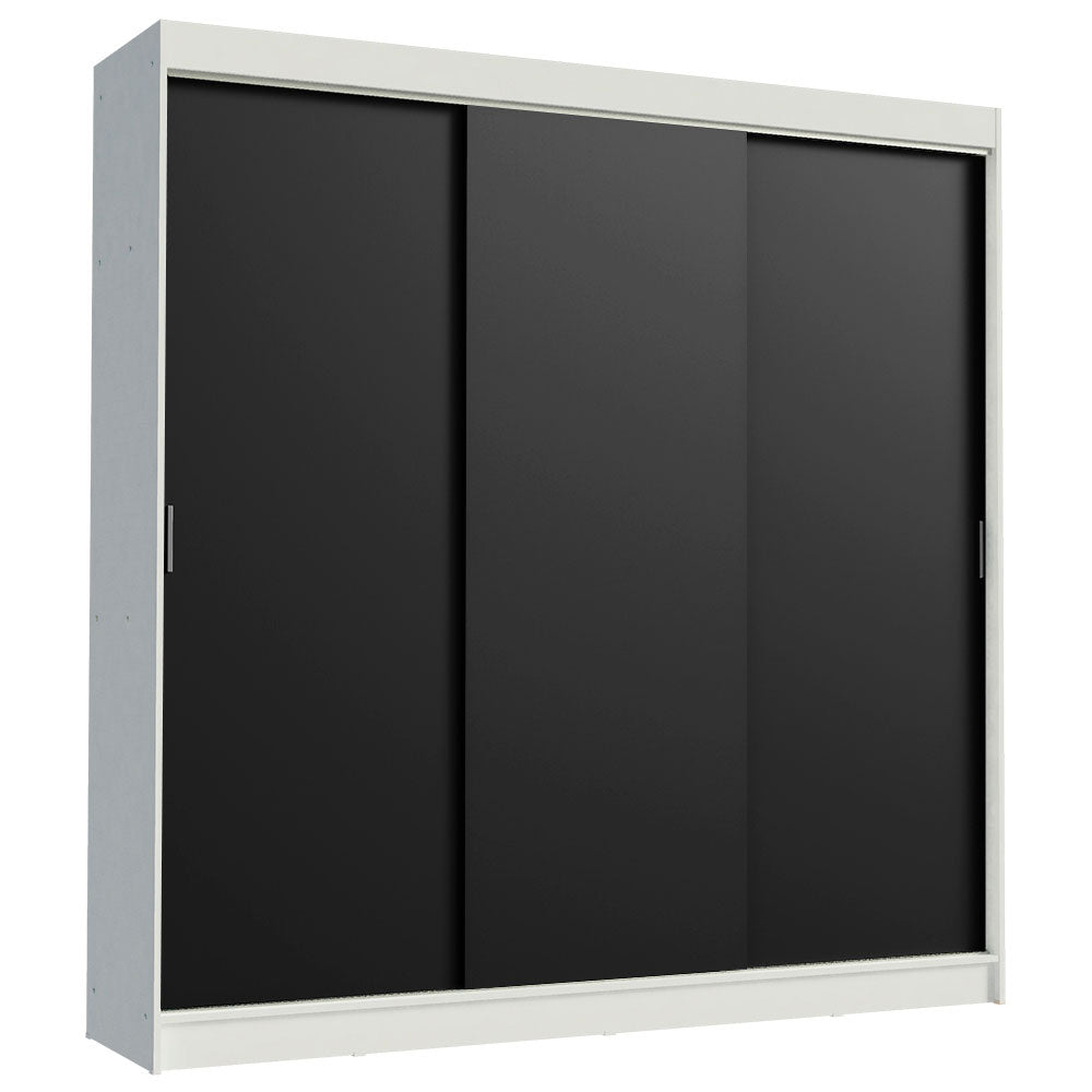 Placard Ropero Matrimonial Madesa Kansas 3 Puertas Corredizas 3 Cajones Blanco/Negro