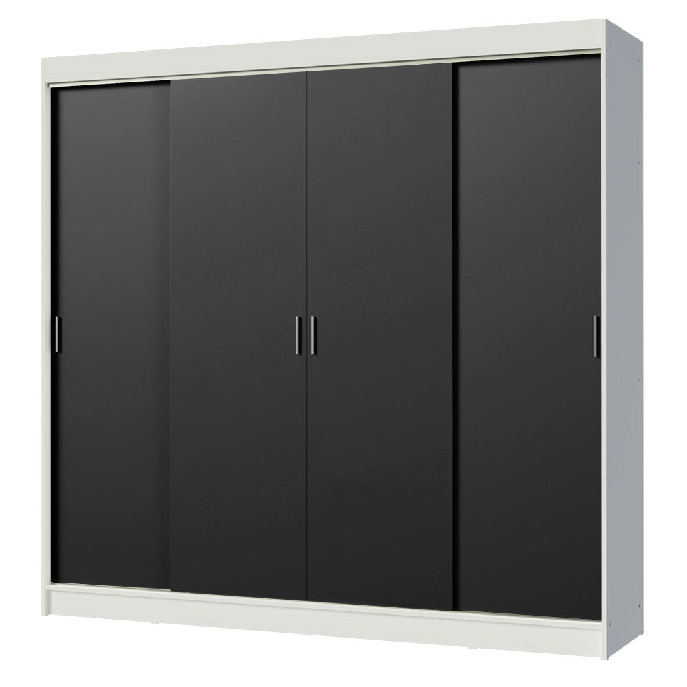Placard Ropero Matrimonial Madesa Austin 4 Puertas Corredizas 3 Cajones Blanco/Negro