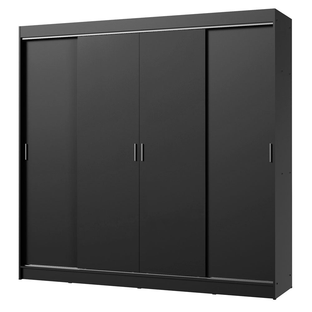 Placard Ropero Matrimonial Madesa Austin 4 Puertas Corredizas 3 Cajones Negro