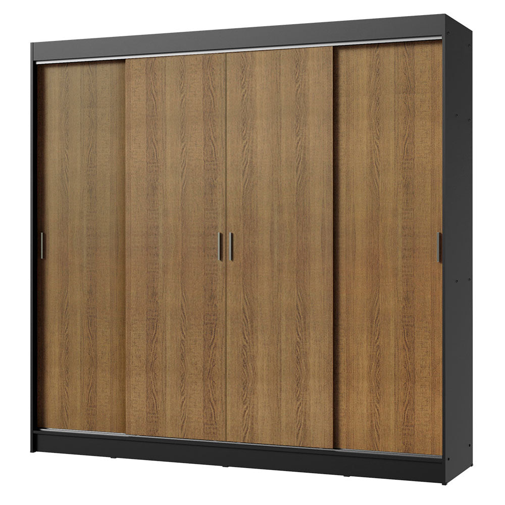 Placard Ropero Matrimonial Madesa Austin 4 Puertas Corredizas 3 Cajones Negro/Marrón
