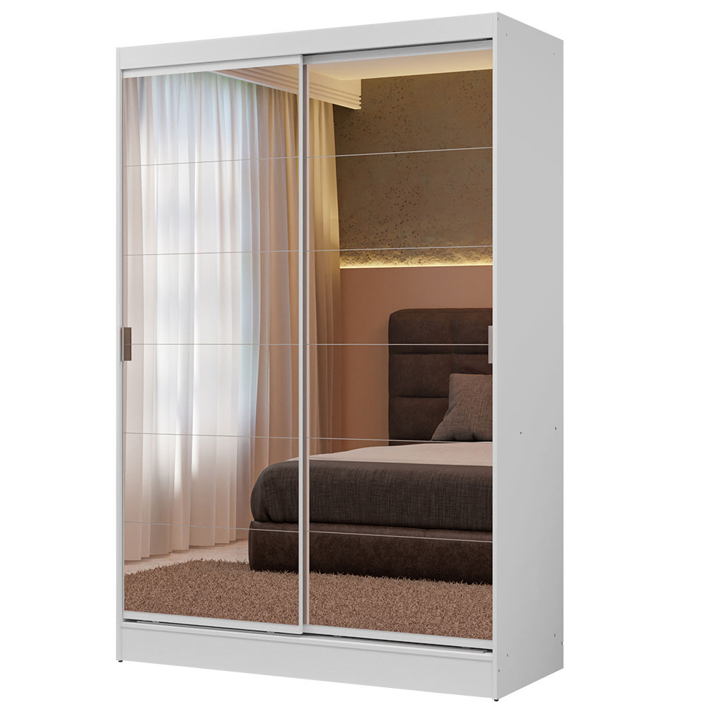 Placard individual Madesa Luke 2 Puertas corredizas de Espejo Blanco