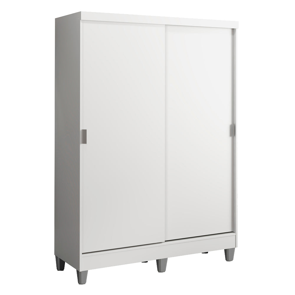 Placard Soltero Luke 2 Puertas Corredizas Madera con Patas Blanco