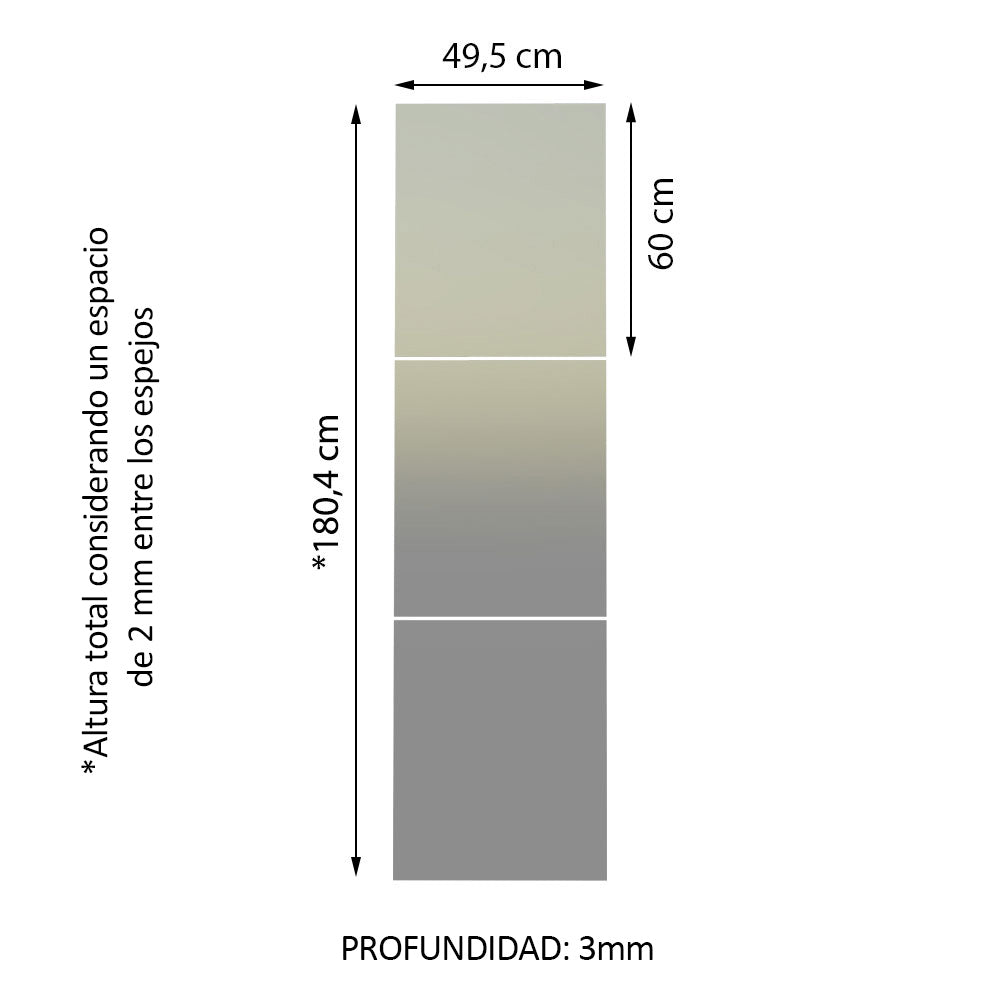 Kit con 3 Espejos de 60 x 49,5 cm para Placard