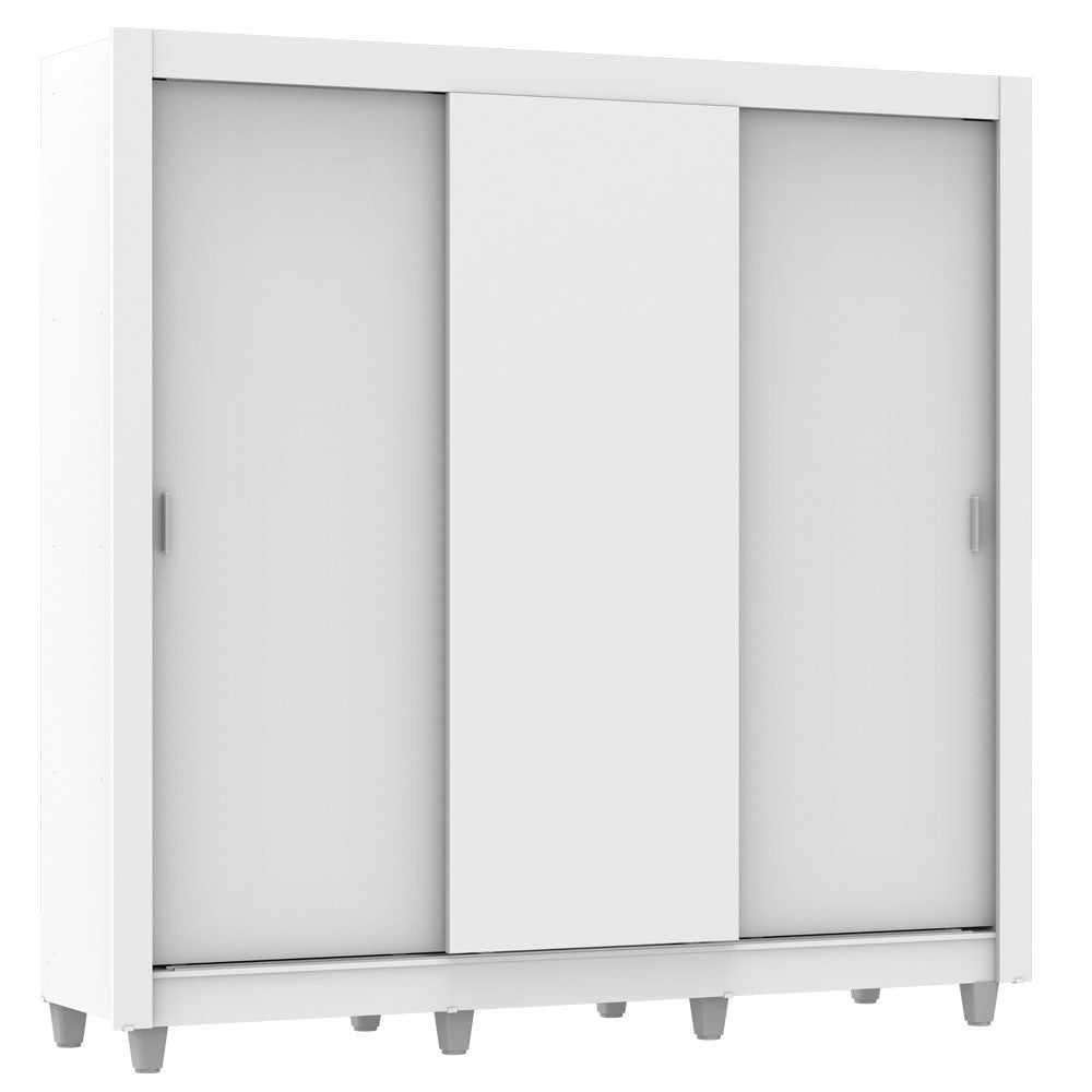Placard Matrimonial Lyon 3 Puertas Corredizas 2 Cajones con Patas Blanco