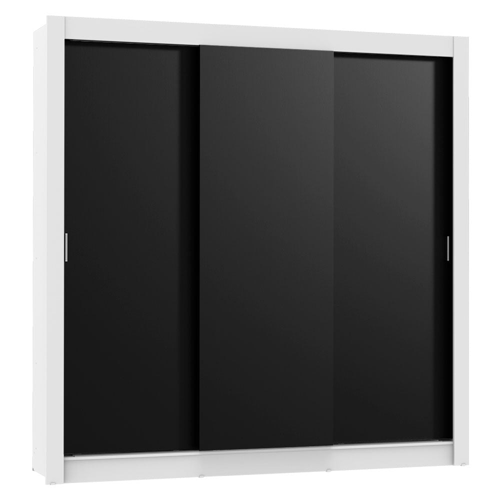 Placard Matrimonial Lyon Plus 3 Puertas Corredizas 4 Cajones Blanco/Negro