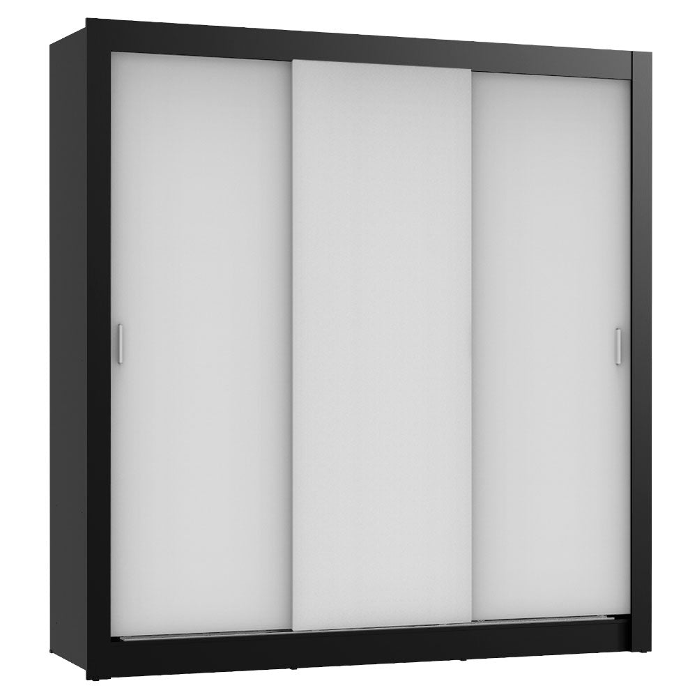 Placard Matrimonial Lyon Plus 3 Puertas Corredizas 4 Cajones Negro/Blanco
