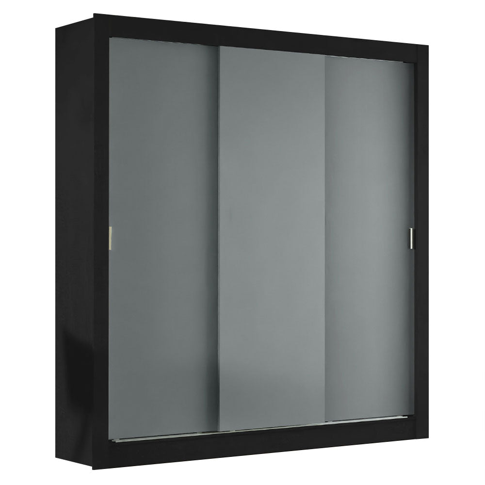Placard Matrimonial 3 Puertas Corredizas Negro/Gris Monaco