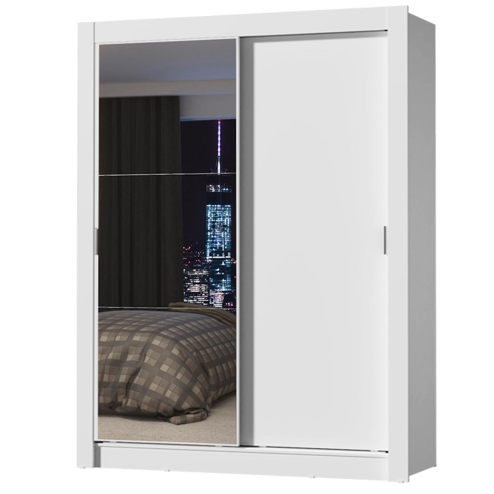 Placard Soltero Denver 2 Puertas Corredizas con Espejo Blanco