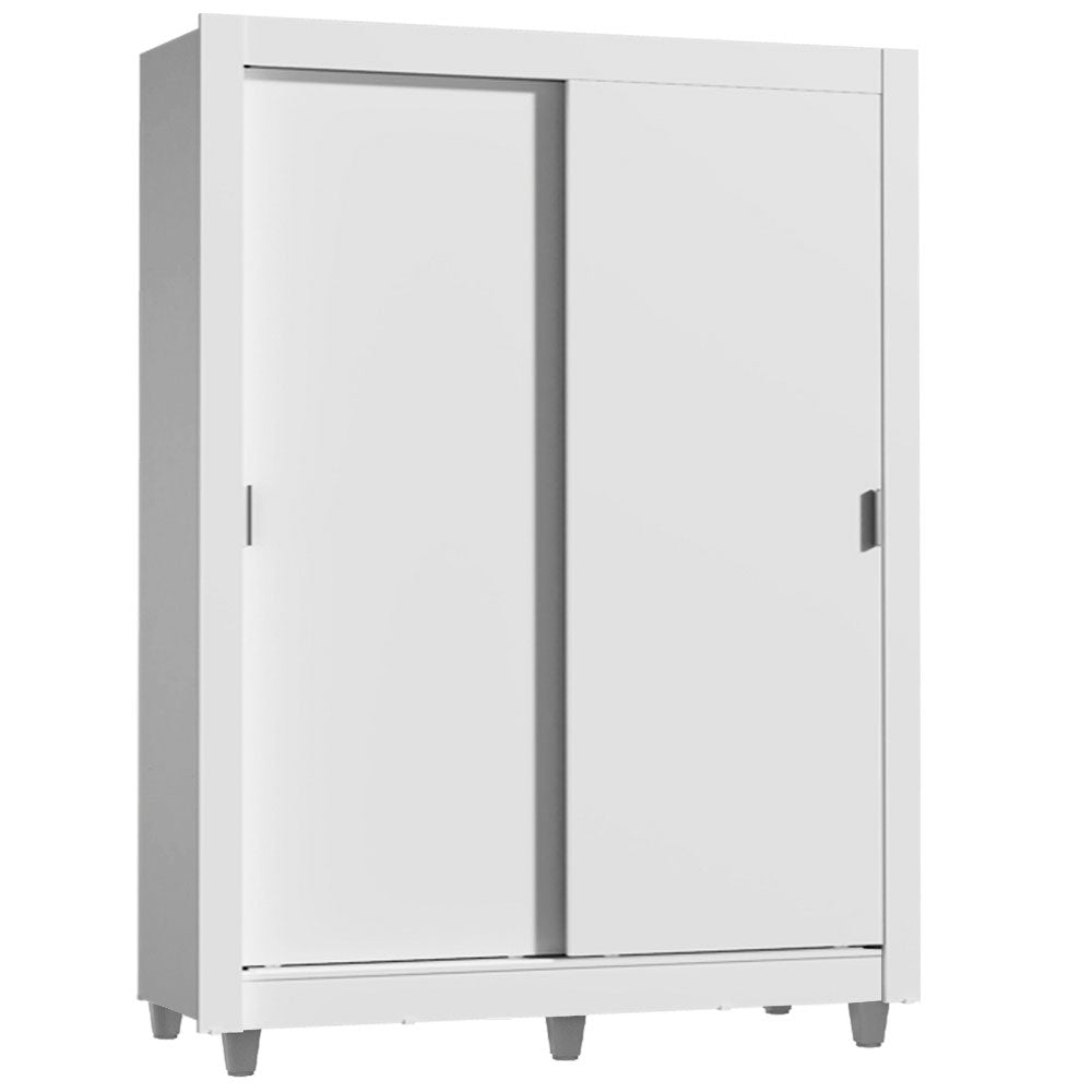 Placard Soltero Dallas 2 Puertas Corredizas 2 Cajones con Patas Blanco