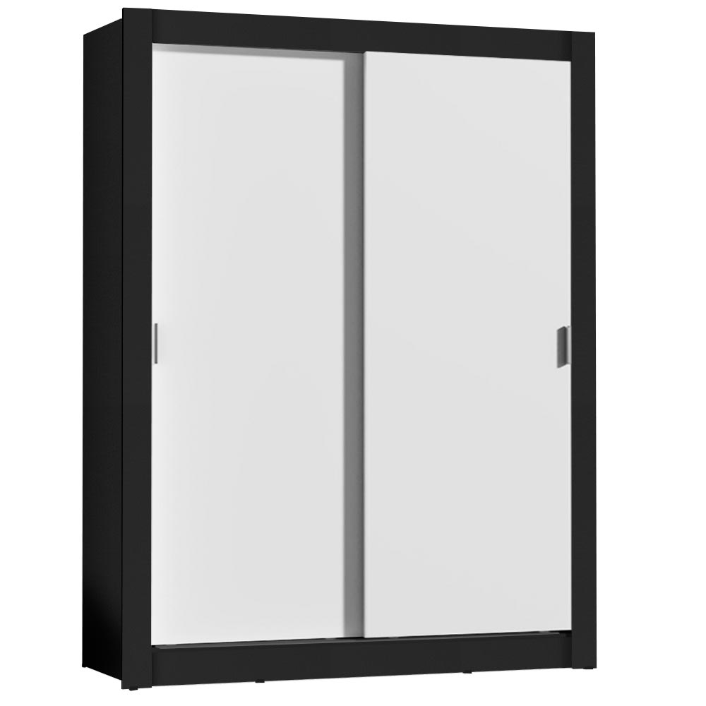 Placard Soltero Dallas 2 Puertas Corredizas 2 Cajones Negro/Blanco