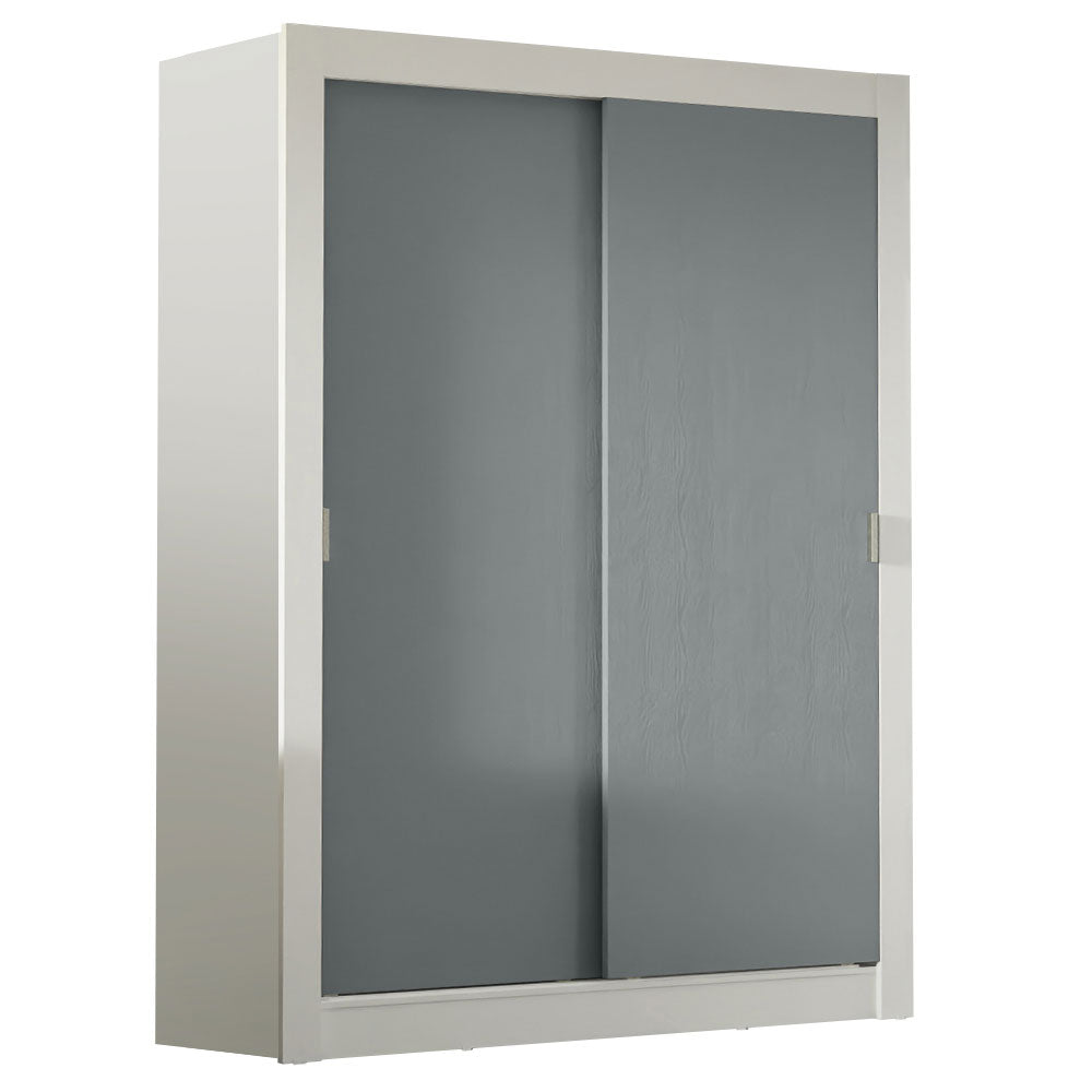 Placard Ropero Solteiro Madesa Denver 2 Puertas Corredizas Blanco/Gris
