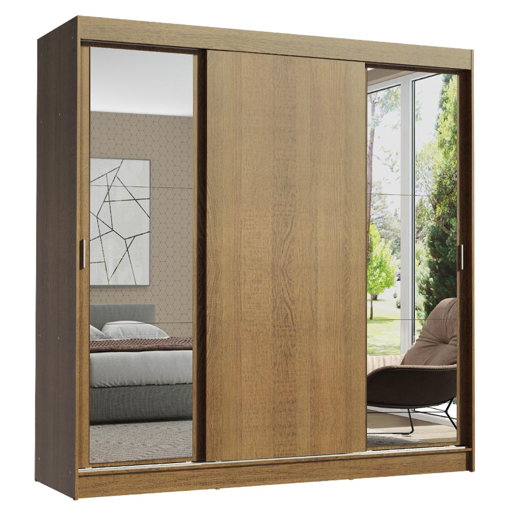 Placard Matrimonial Reno 3 Puertas Corredizas 2 con Espejos - Marrón