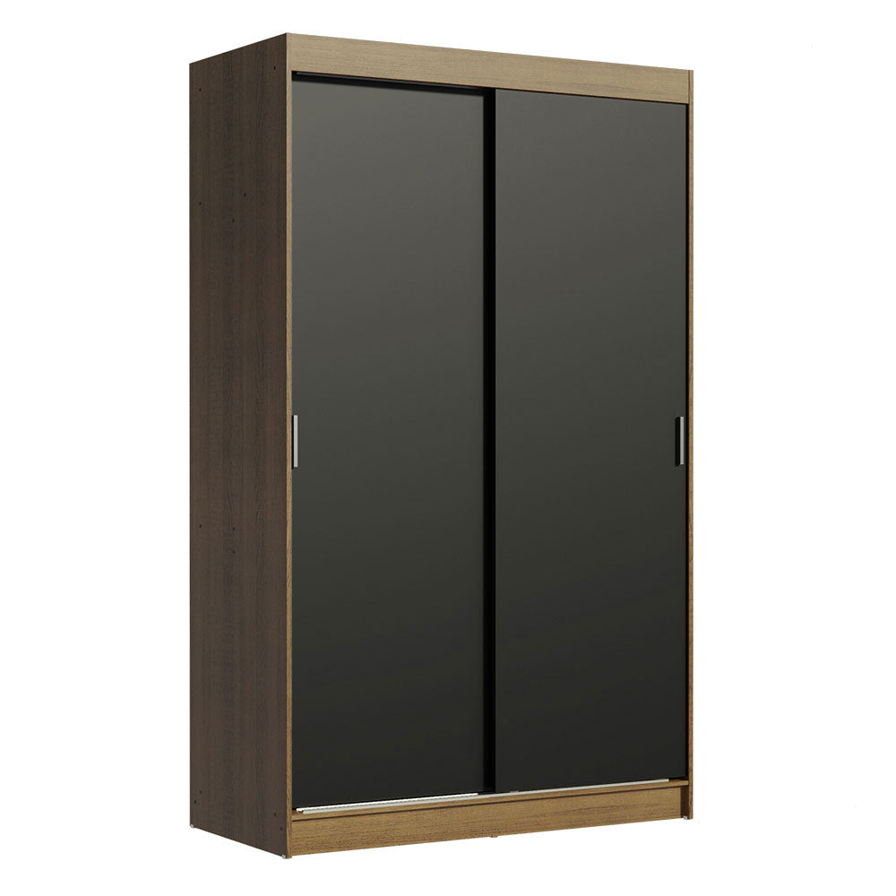 Placard Ropero Solteiro Madesa Tokio 2 Puertas Corredizas 2 Cajones Marrón/Negro