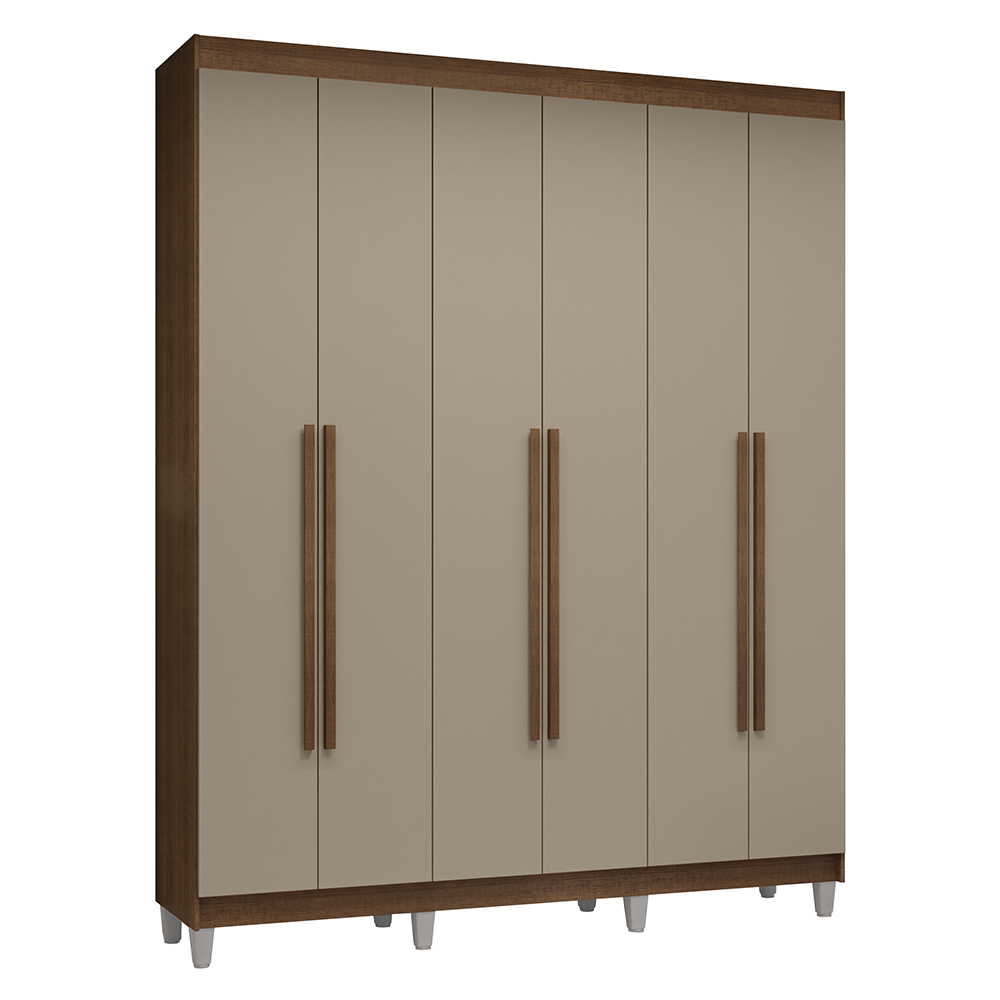 Placard Matrimonial con Patas 6 Puertas Batientes Venus Marrón/Crema/Marrón