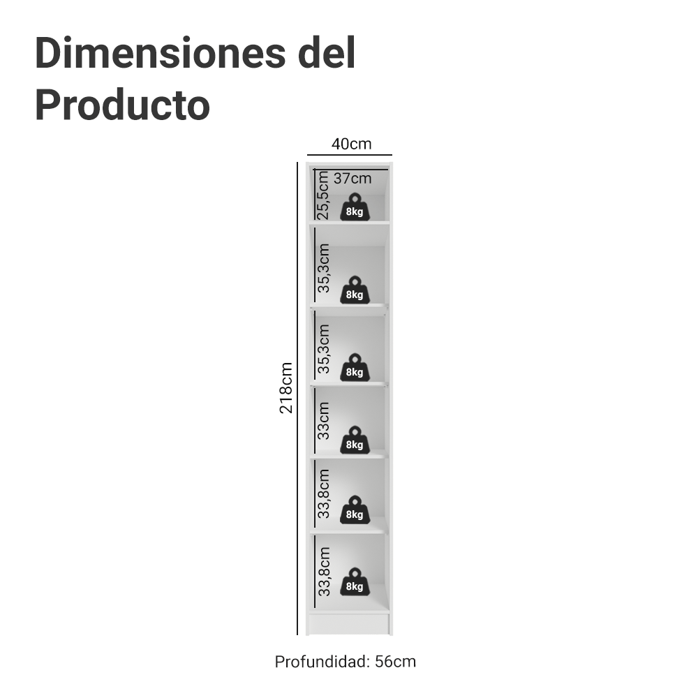 Placard Modulado 40 cm 1 Puerta Neo Blanco