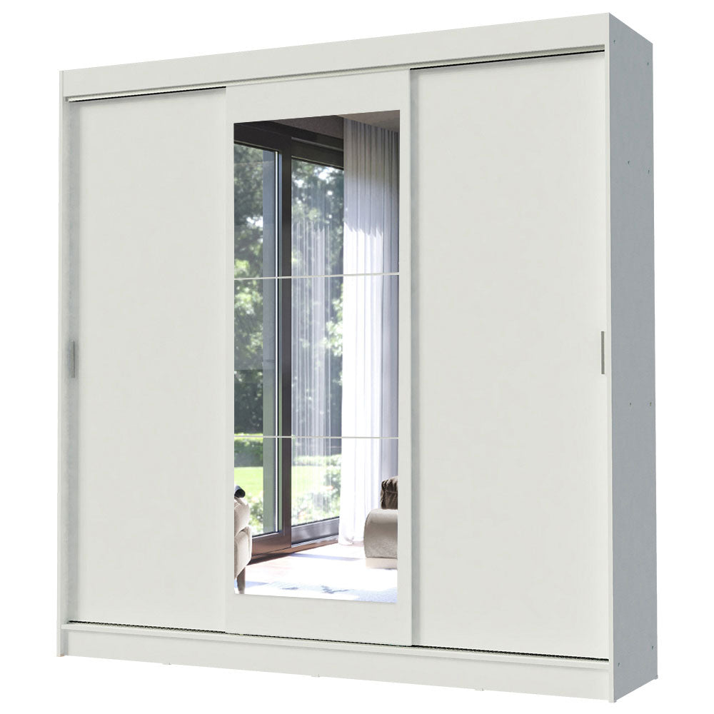 Placard Ropero Matrimonial Madesa Istambul 3 Puertas Corredizas con Espejo 3 Cajones Blanco