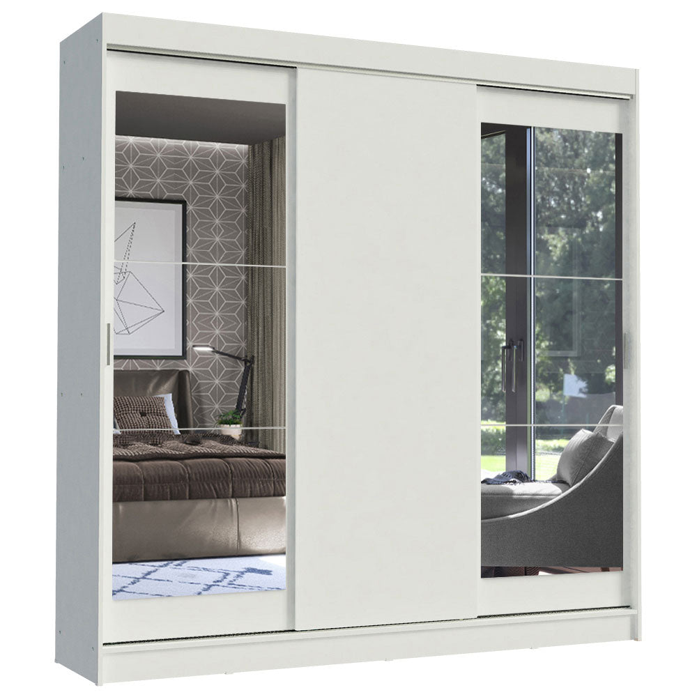 Placard Ropero Matrimonial Madesa Istambul 3 Puertas Corredizas con Espejos 3 Cajones Blanco