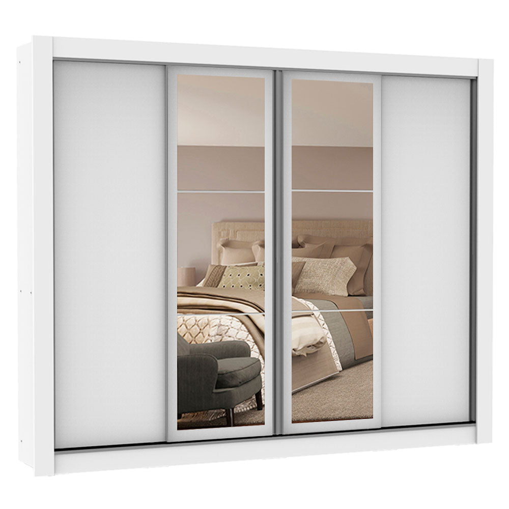 Placard Ropero Matrimonial Madesa Alabama 4 Puertas Corredizas con Espejos Blanco