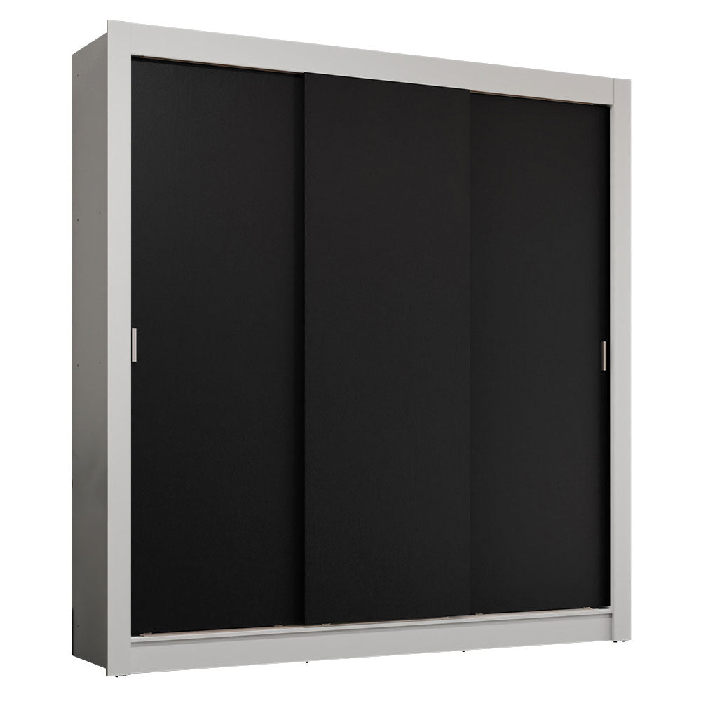 Placard Matrimonial 3 Puertas Corredizas 4 Cajones Blanco/Negro Sublime Plus