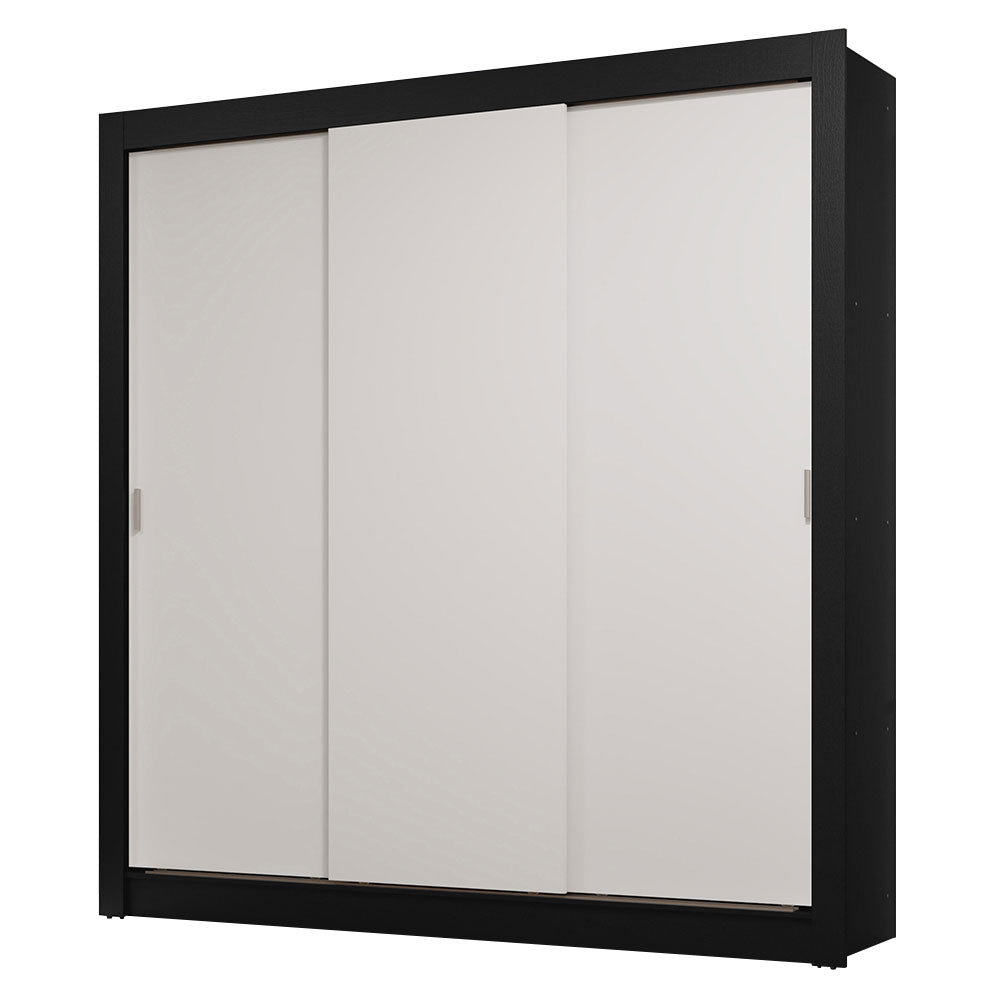 Placard Matrimonial 3 Puertas Corredizas 2 Cajones Negro/Blanco Sublime