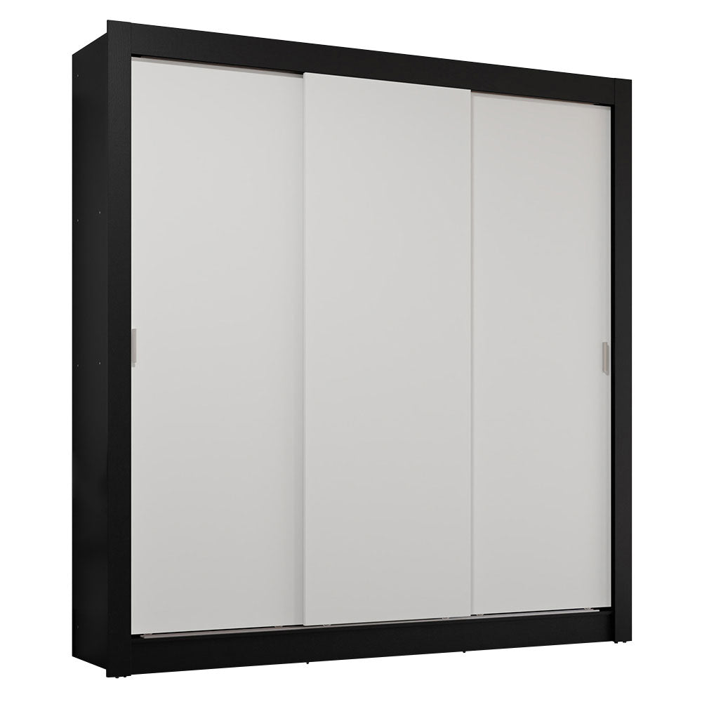 Placard Matrimonial 3 Puertas Corredizas 4 Cajones Negro/Blanco Sublime Plus