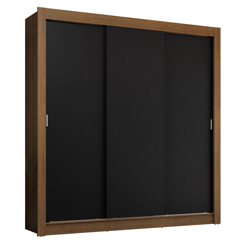 Placard Matrimonial 3 Puertas Corredizas 4 Cajonesa Marrón/Negro Sublime Plus