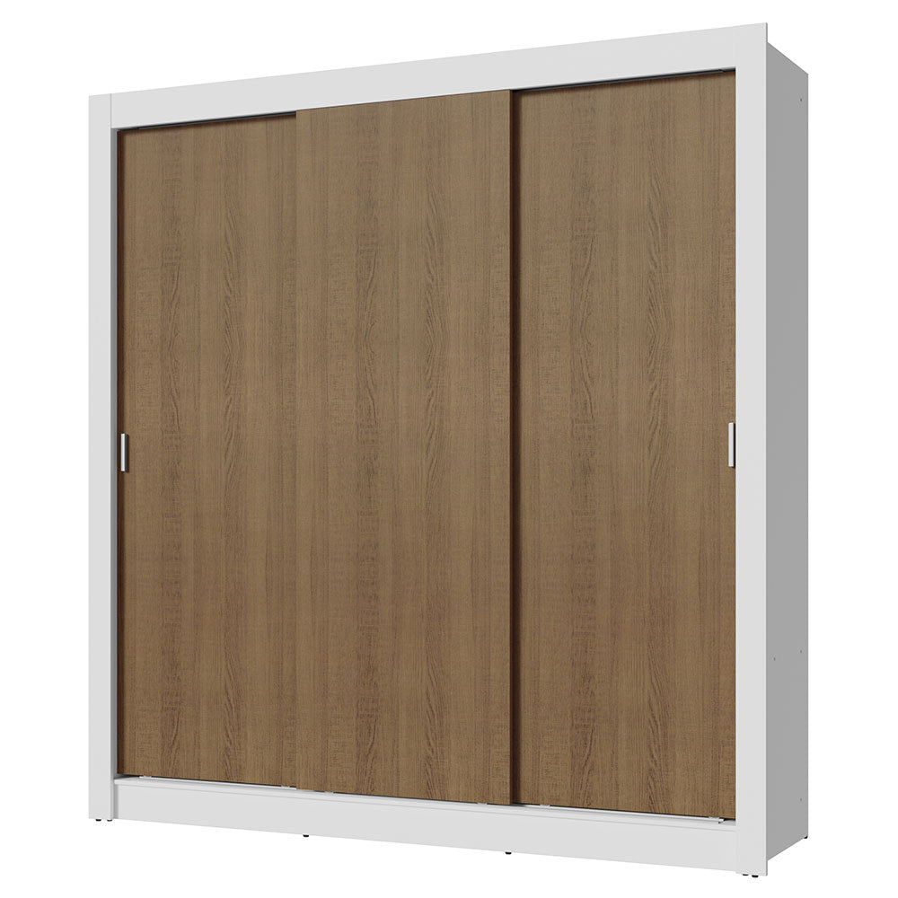 Placard Matrimonial 3 Puertas Corredizas Blanco/Marrón Nobre