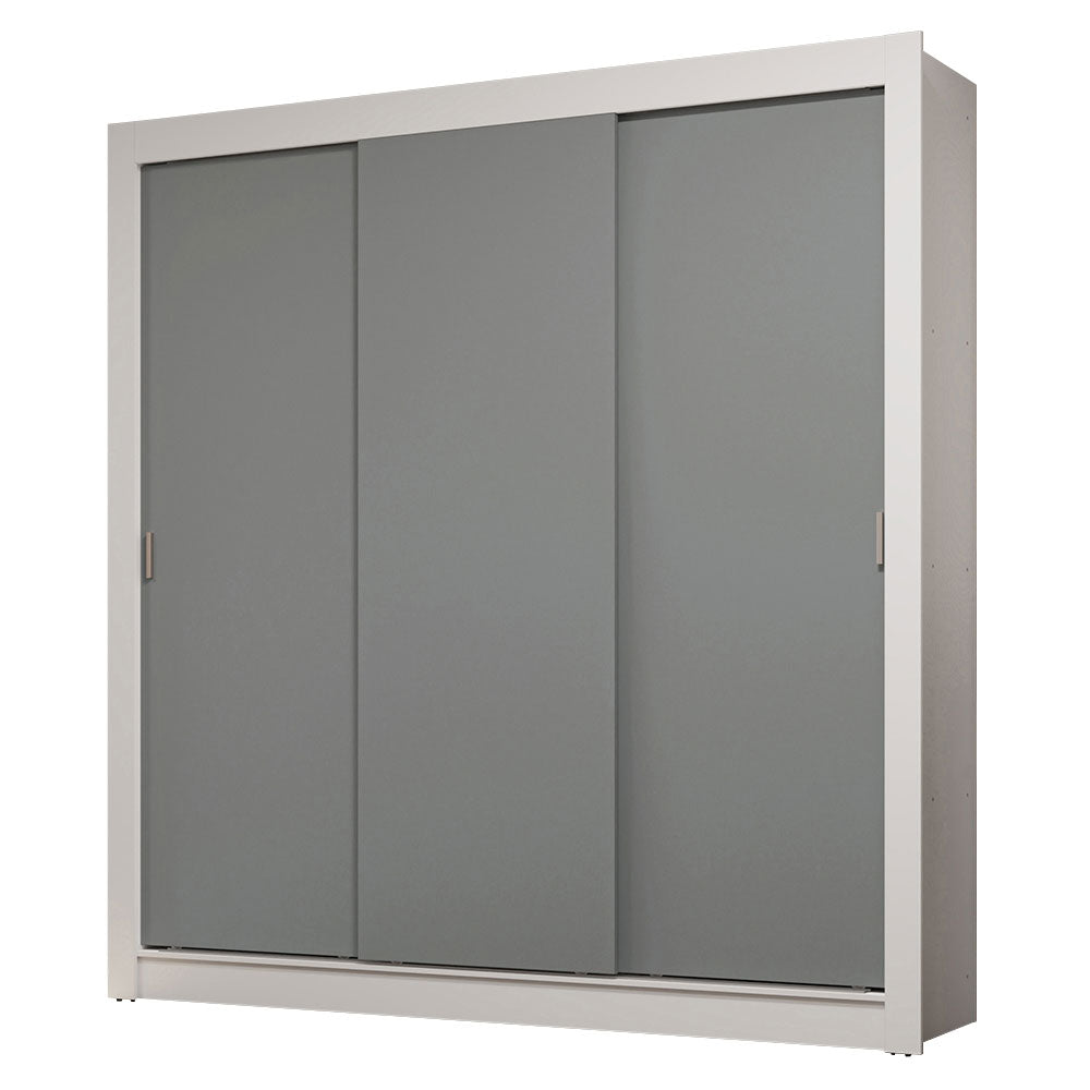Placard Matrimonial 3 Puertas Corredizas 2 Cajones Blanco/Gris Sublime