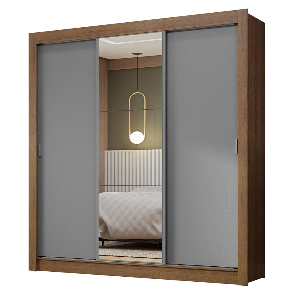 Placard Matrimonial 3 Puertas Corredizas Marrón/Gris Nobre