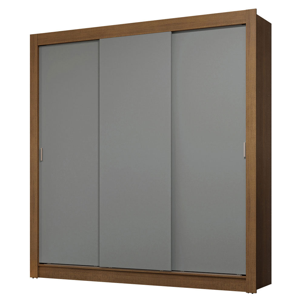 Placard Matrimonial 3 Puertas Corredizas con Espejos 2 Cajones Marrón/Gris Sublime