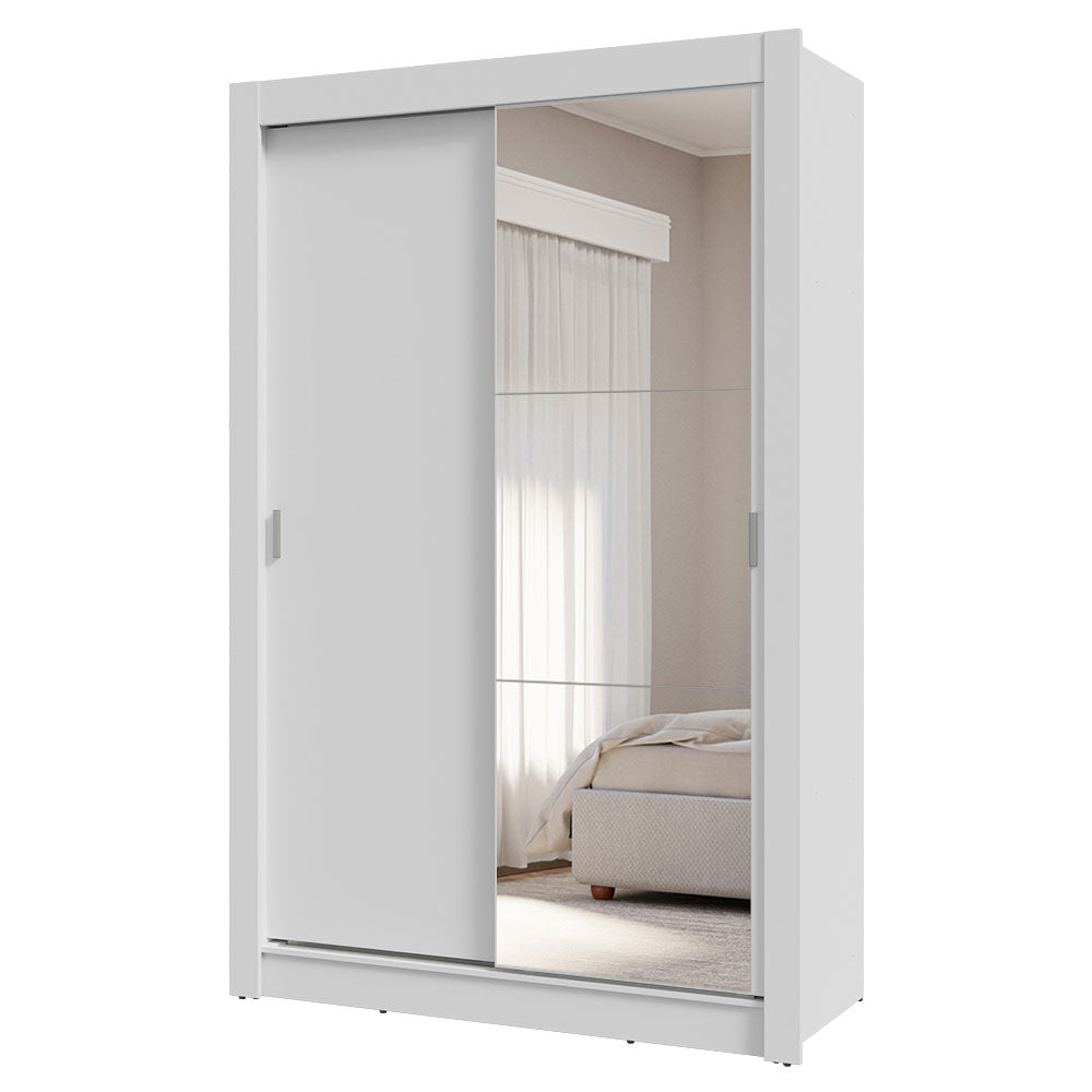 Placard 2 Puertas Corredizas con Espejo 4 Cajones Blanco Vivare Plus