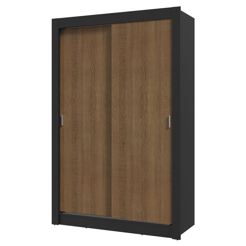 Placard Soltero 2 Puertas Corredizas 4 Cajones Negro/Marrón Vivare Plus