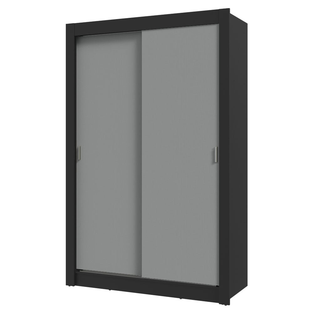 Placard Soltero 2 Puertas Corredizas Negro/Gris Milano