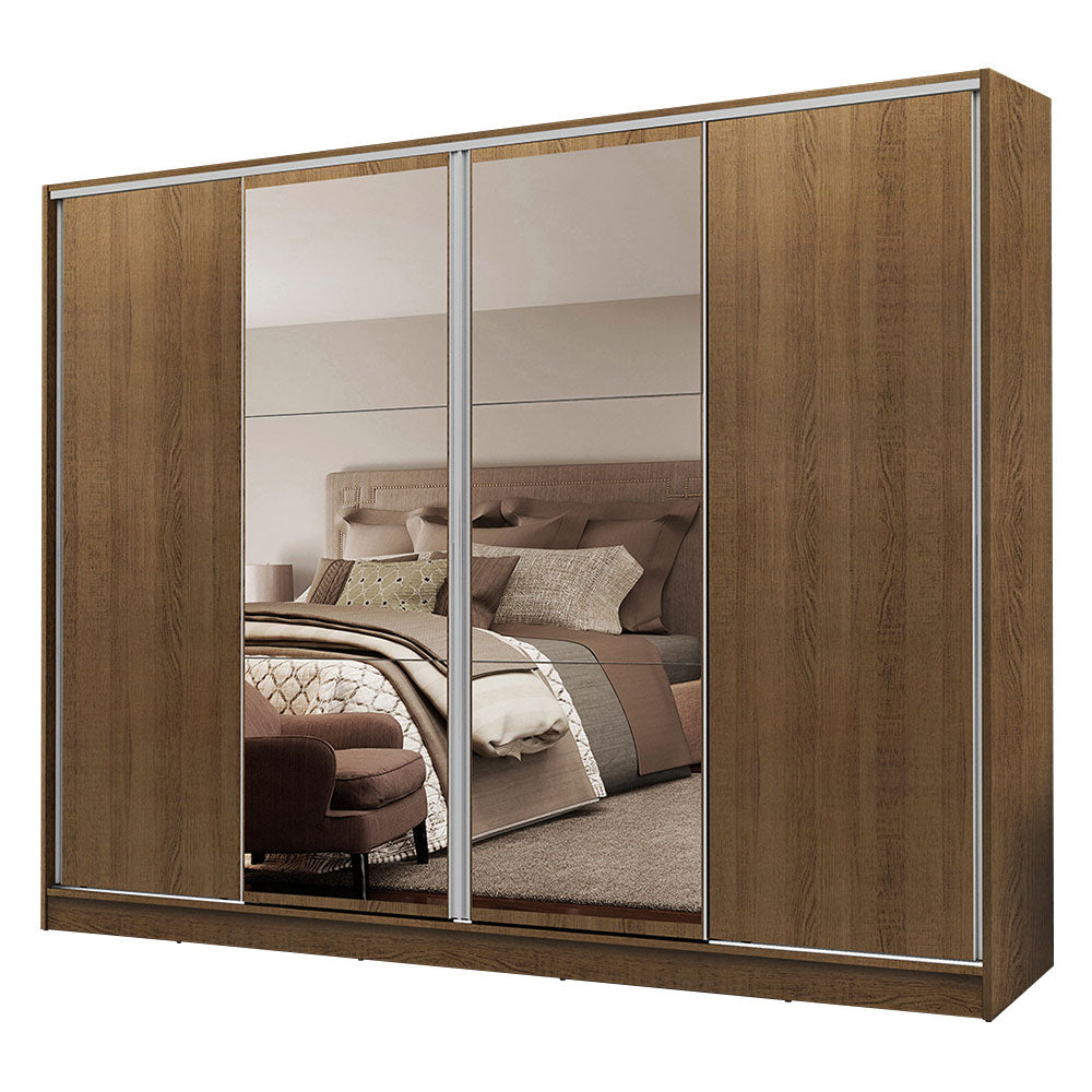 Placard Ropero Matrimonial Madesa Apolo 4 Puertas Corredizas con Espejo Marrón