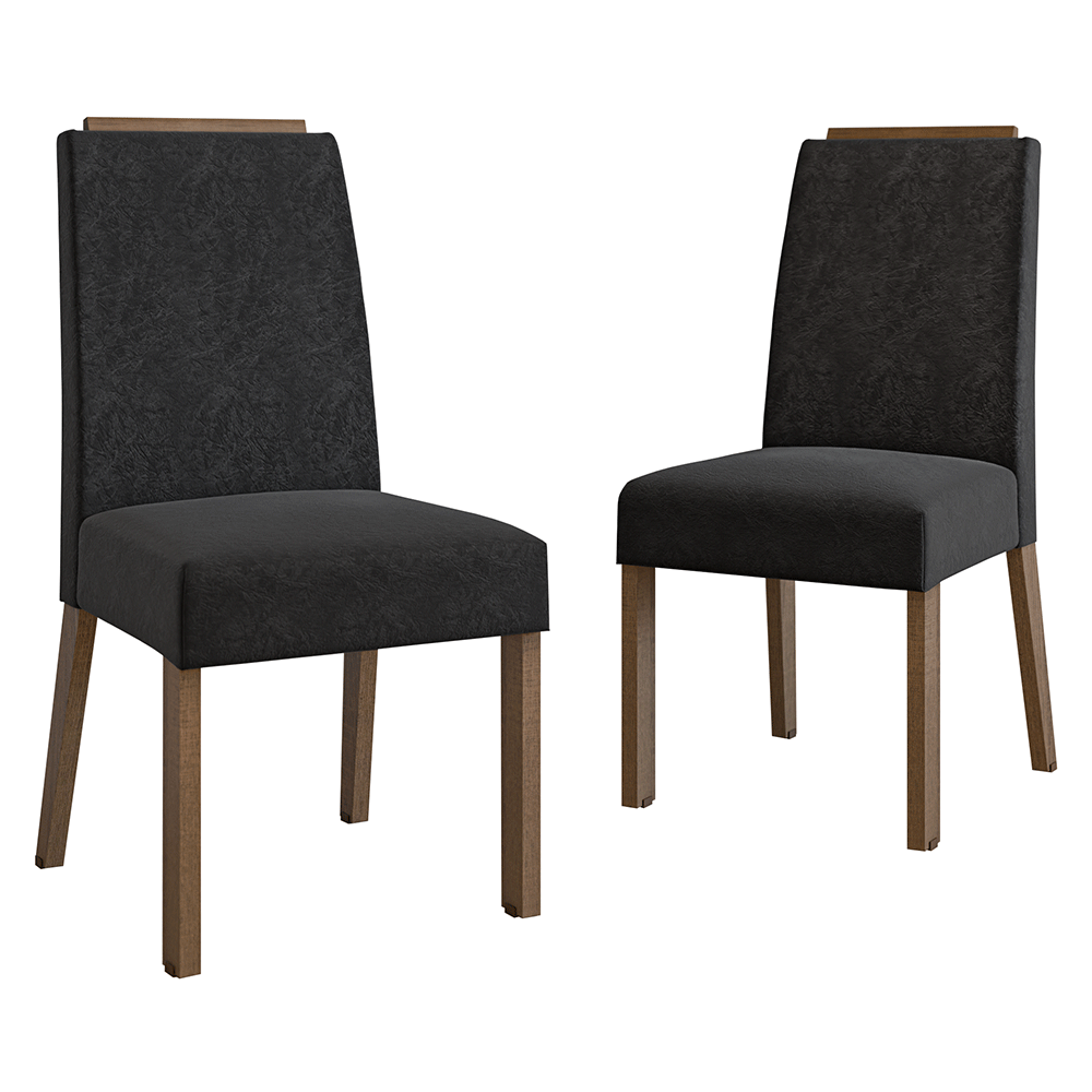 Juego de 2 Sillas 4255 con Detalle Madera Marrón/Oxford