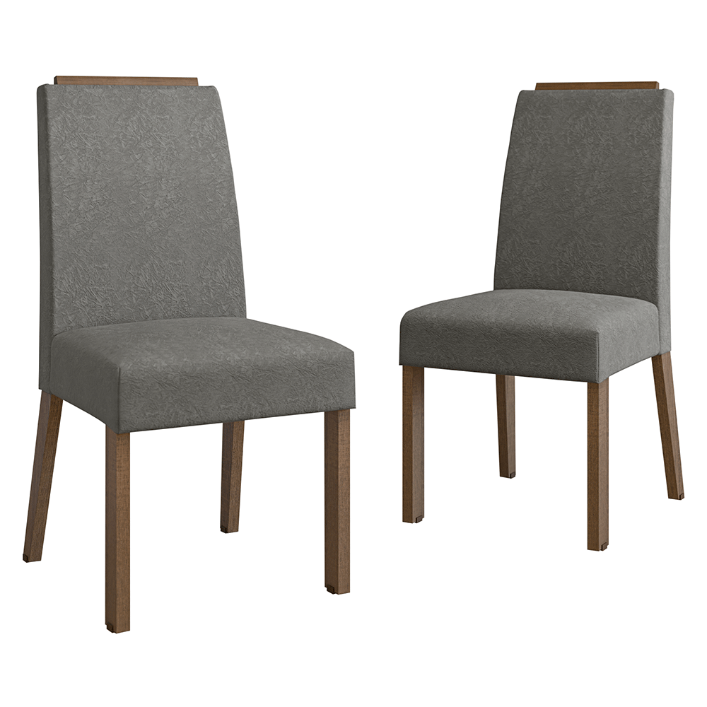 Juego de 2 Sillas 4255 con Detalle Madera Marrón/Silver