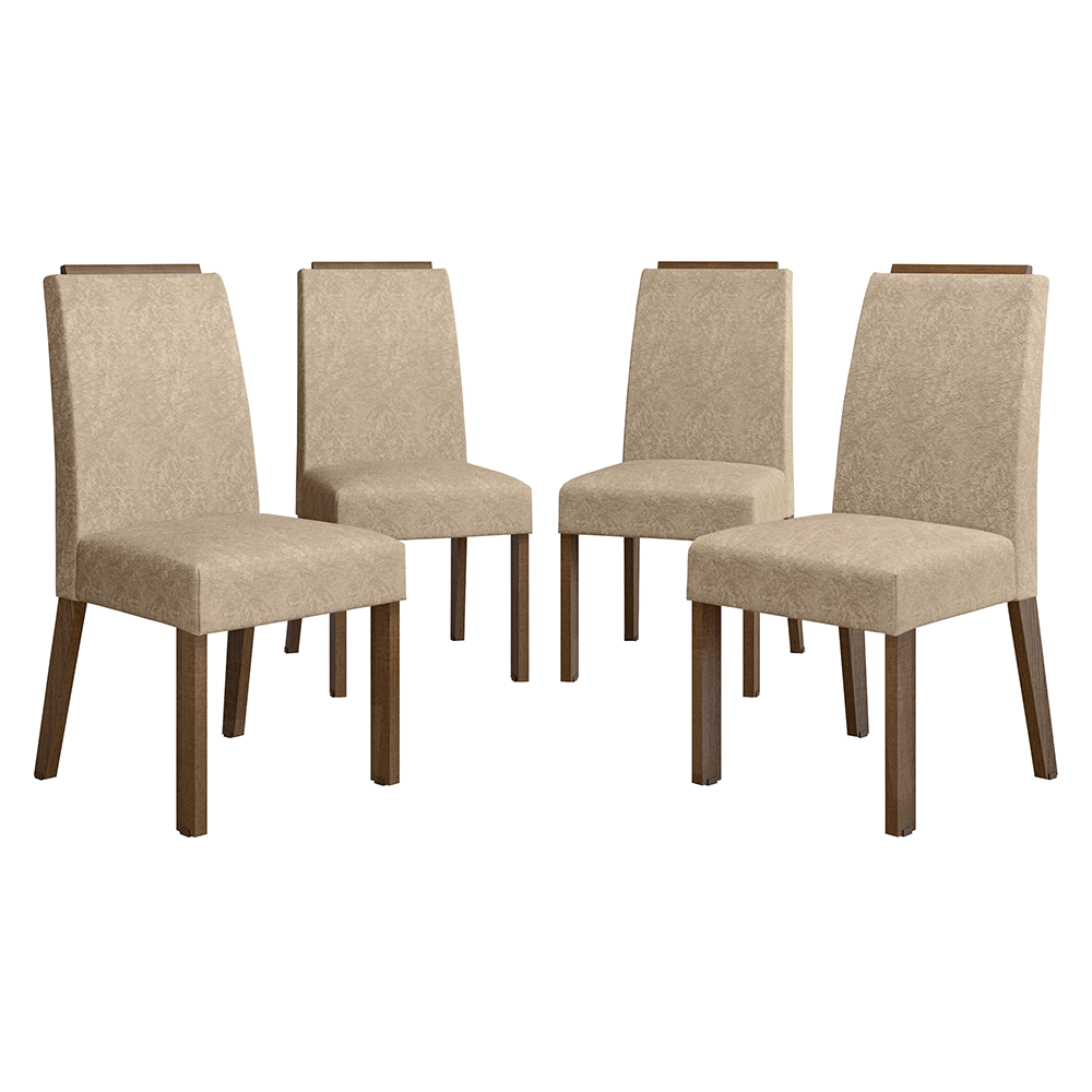 Juego de 4 Sillas 4255 con Detalle Madera Marrón/Imperial