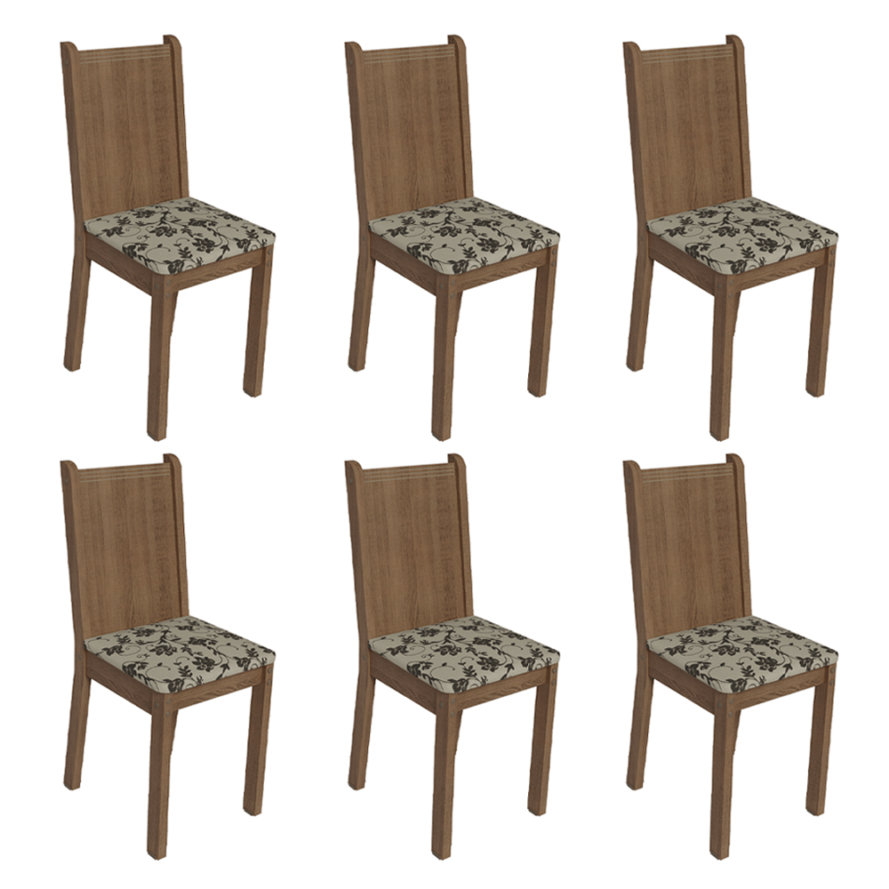 Kit 6 Sillas 4290 Marrón/Beige Marrón