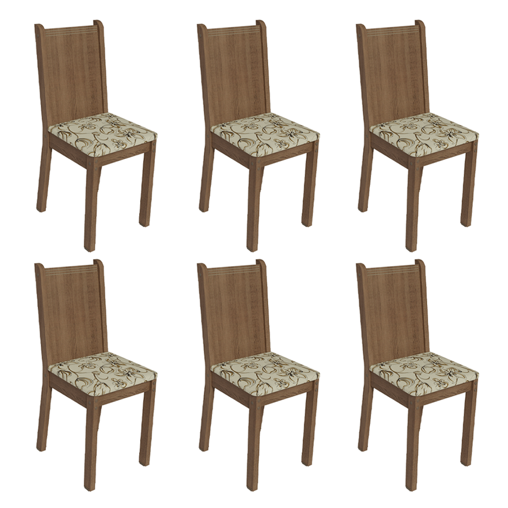 Kit 6 Sillas 4290 Marrón/Beige Lirio