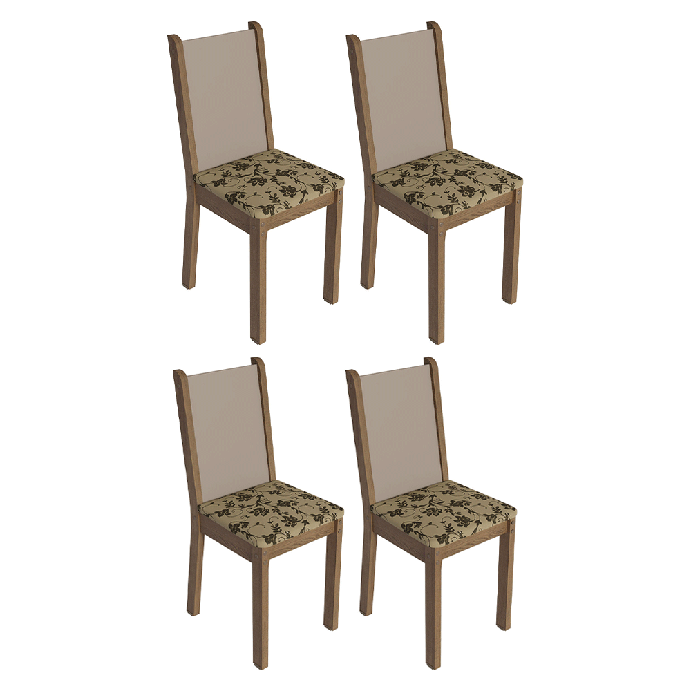 Kit 4 Sillas 4291 Marrón/Crema/Beige