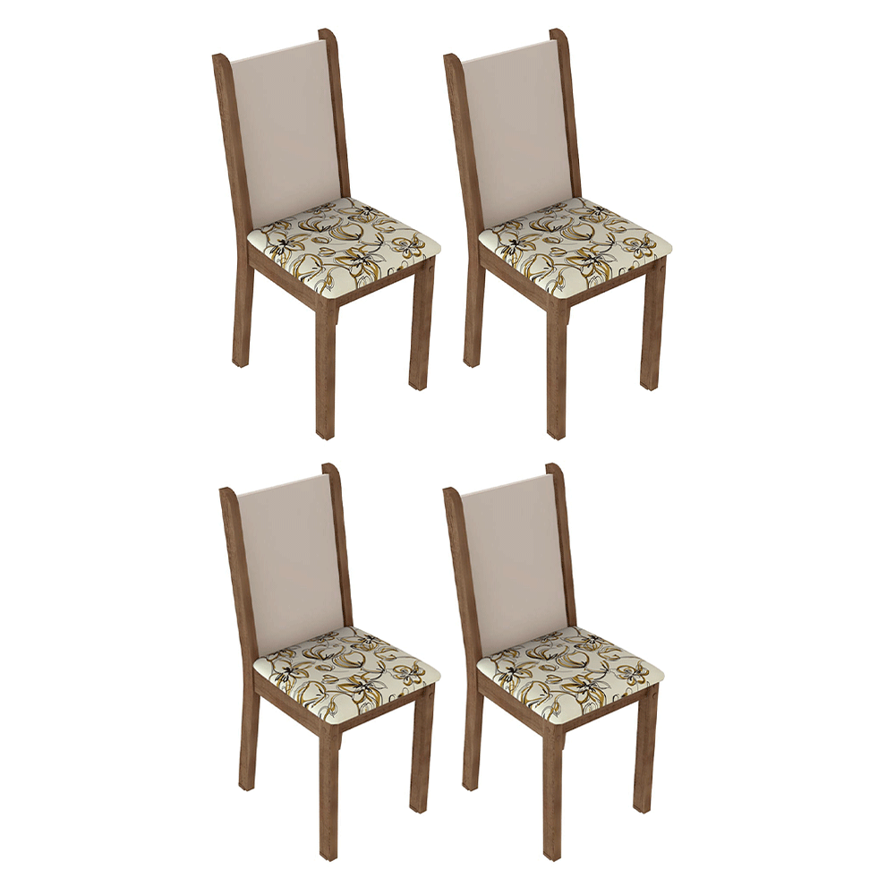 Kit 4 Sillas De Comedor 4291 Marrón/Crema/Lily Beige