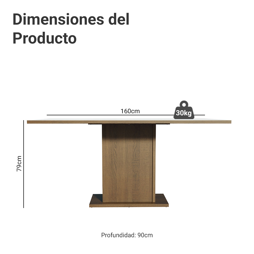 Mesa de Comedor Madesa Rectangular con Tapa de Madera 5231 Negro