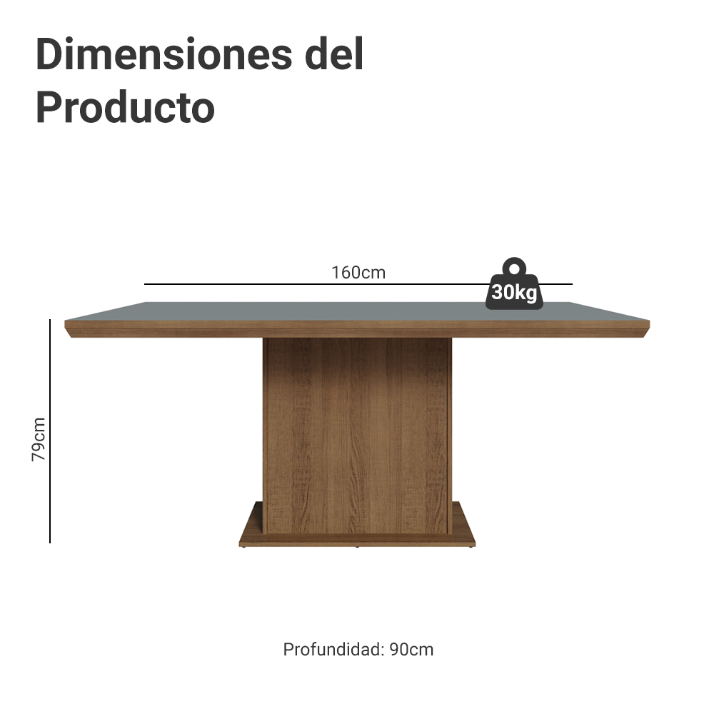 Mesa de Comedor Rectangular Tapa con Borde Biselado Marrón/Gris 5275 Madesa
