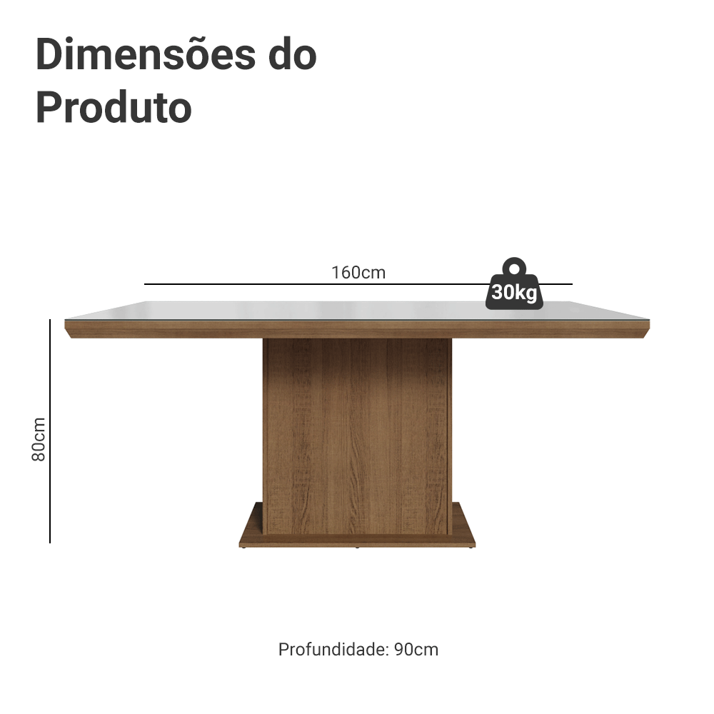 Mesa de Comedor Rectangular Tapa con Borde Biselado y Vidrio Sobrepuesto Marrón/Blanco 5275 Madesa