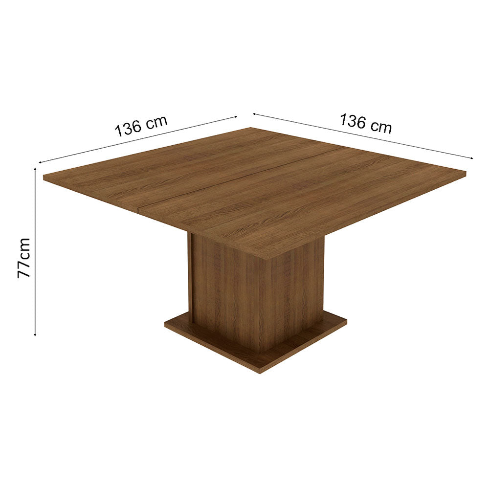 Mesa de Comedor Cuadrada con Tapa de Madera 5286A Marrón