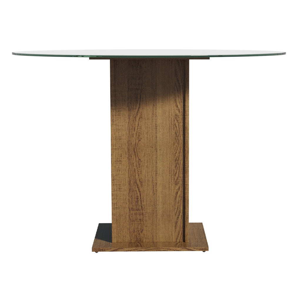 Mesa de Comedor Circular con Tapa de Vidrio 5325 Marrón